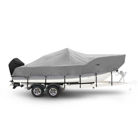 Eevelle Boat Cover V HULL FISHING Center Console, High Bow Rails, Outboard 32ft 6in L 102in W Charcoal SBVCCR32102B-CHG
